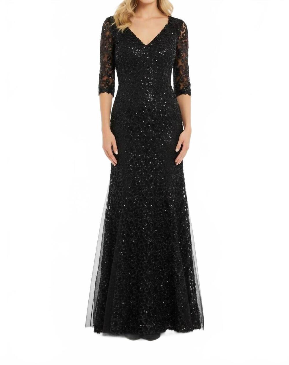 NEW YSA MAKINO sequined lace maxi dress in black